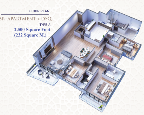 4 bedroom apartment type A floor plan