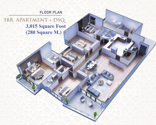 5 Bedroom Apartment with DSQ Floor plan