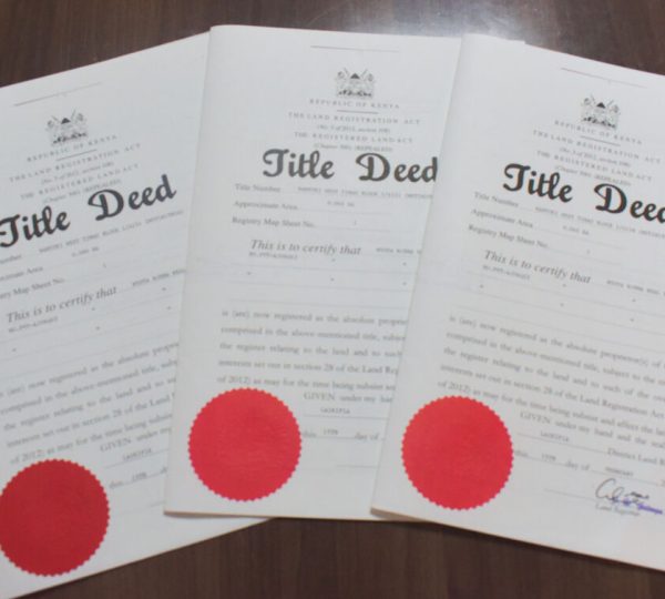 Title deed document in Kenya